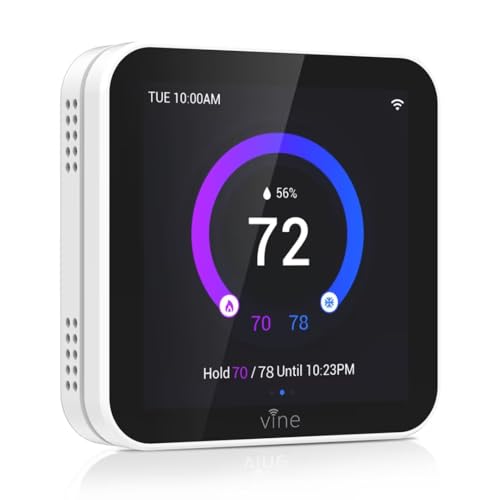 vine Smart Thermostat Larger Color Screen Thermostats for Home Heat and AC, 7 Day Programmable WiFi Thermostat App Control Compatible with Alexa and Google Assistant, C-Wire Required