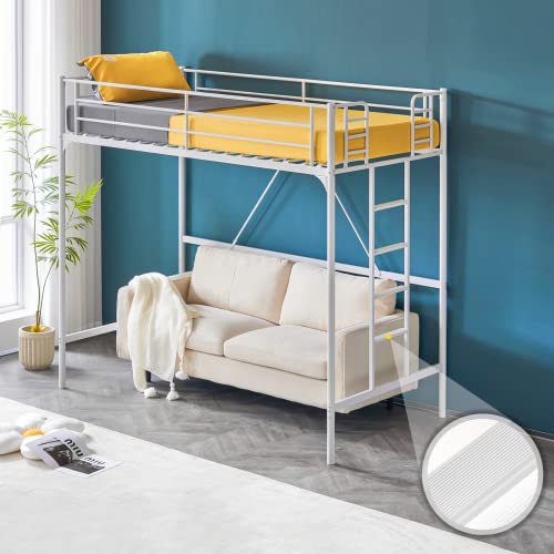 VINGLI Loft Bed Twin - Space Saving Bunk Bed with Stairs/Flat Ladder Rung