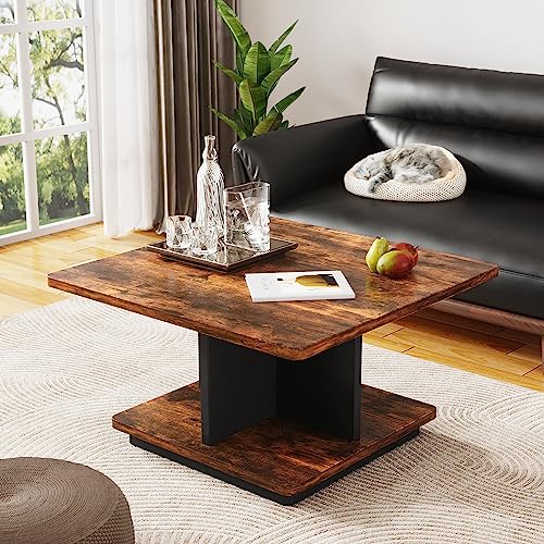 Vintage and elegant 2-tier farmhouse coffee table with storage