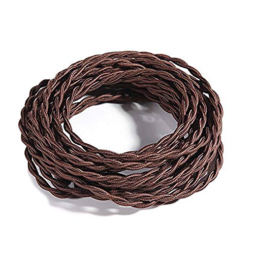 Vintage Brown Electrical Cord - 32Ft Twisted Cloth, UL Listed