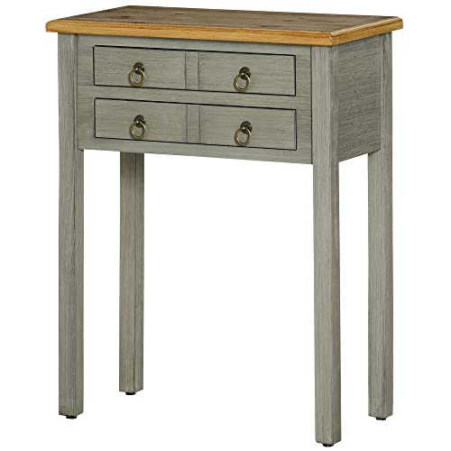 Vintage Console Table with 2 Drawers - Grey