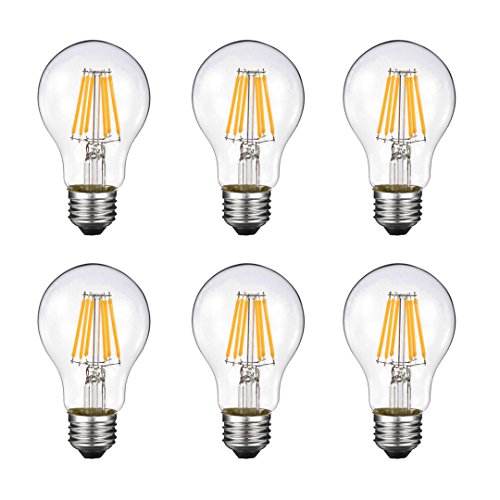 Vintage Edison LED Bulb, Dimmable 6W A19, Pack of 6