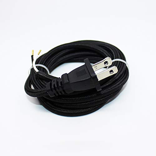 Vintage Electrical Wire Power Cord with Braided Black Design