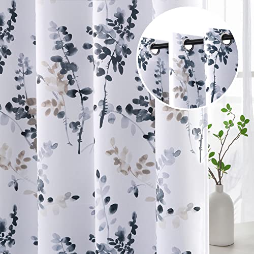 Vintage Floral Blackout Curtains - Bluestone and Taupe