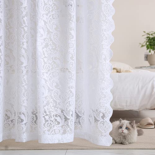 Vintage Floral Lace Sheer Curtains for Cozy Living Room
