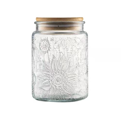 Vintage Glass Jar Canister with Bamboo Lid