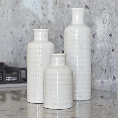 Vintage-inspired Rustic White Vase Set