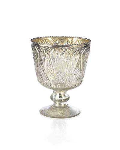 Vintage-Inspired Silver Glass Coupe Vase - Elegant Decor for Home & Events