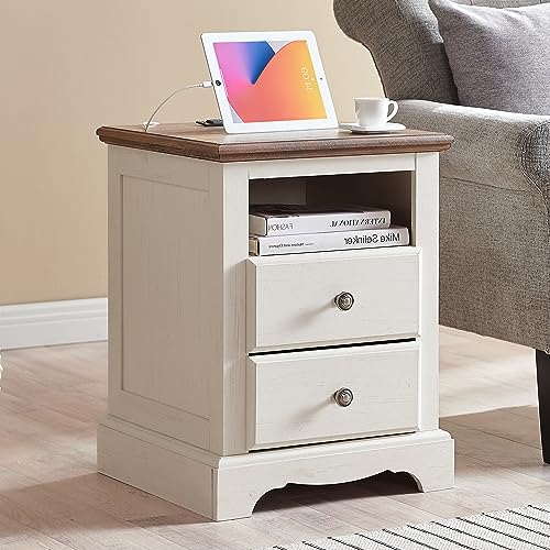 Vintage Nightstand with Charging Station