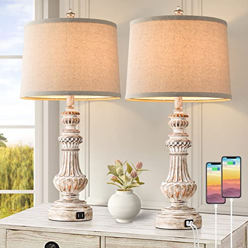 Vintage Table Lamps with Dual USB Ports