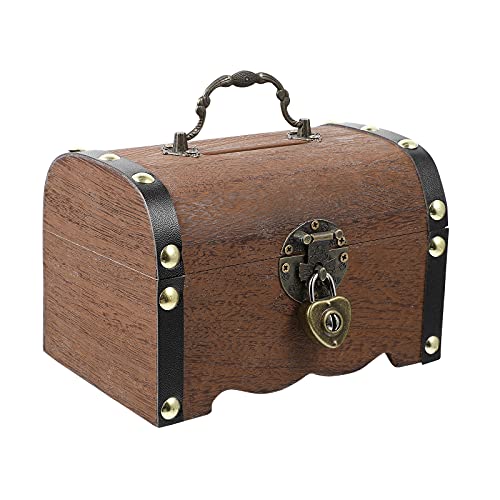 Vintage Wooden Treasure Box with Lock