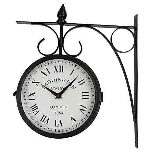 Vintage Wrought Iron Double-Sided Wall Hanging Clock