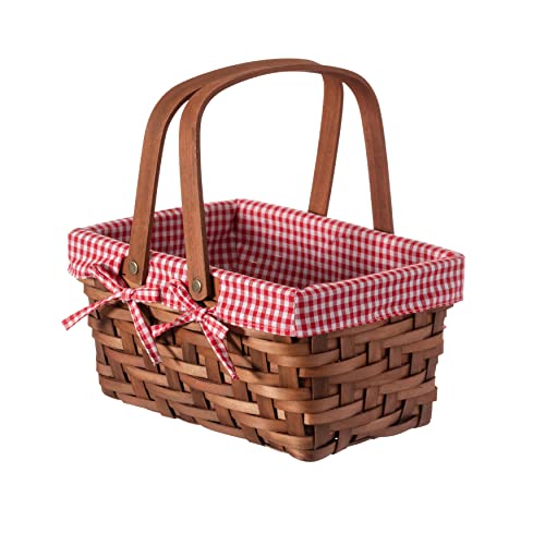 Vintiquewise(TM) Rectangular Basket Lined with Gingham Lining, Small