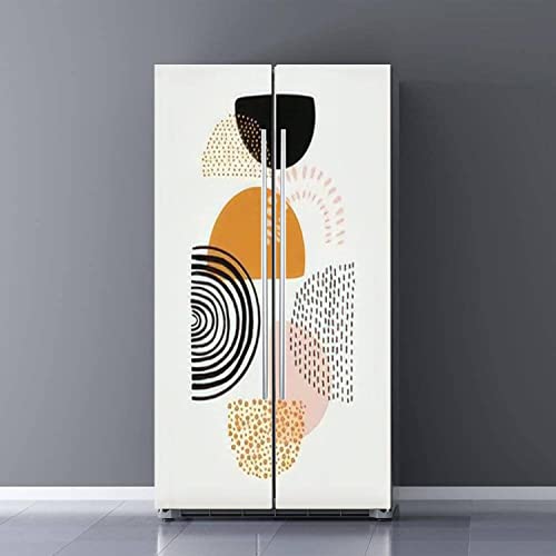 Vinyl Refrigerator Wrap Set - Abstract Shapes Mid Century Inspired Art