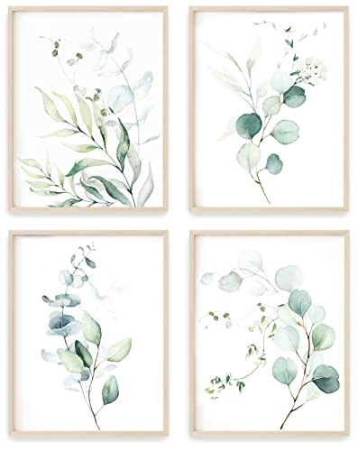 Botanical Wall Art Set - 4 Prints Kitchen Floral Decor (11"X14")