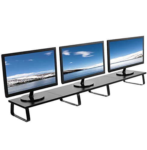 VIVO 55" Wood & Steel Monitor Stand, Multi Screen Organizer
