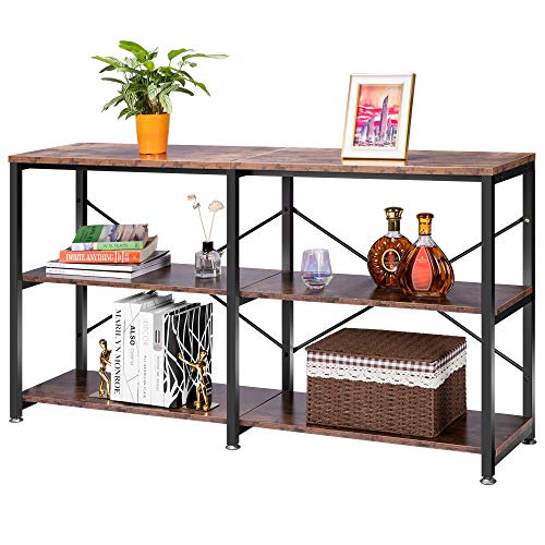 VIVOHOME 55" Narrow Console Table, Industrial Sofa Table with 3-Tier Shelves