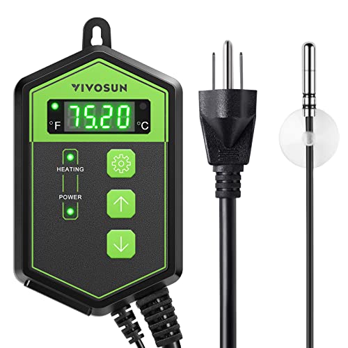 VIVOSUN 1000W Digital Heat Mat Thermostat, 40–108 ºF