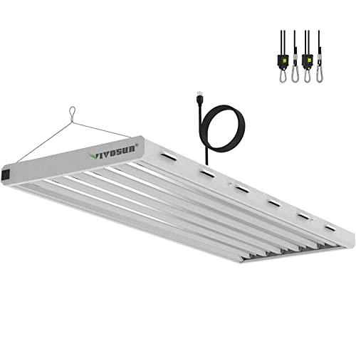 VIVOSUN T5 Grow Lights 4 ft., T5 Light Fixture Bulbs, 6500K HO Fluorescent Tubes, High-Output T5 Bulbs for Indoor Plants and 2-Pair 1/8 inch Rope Hanger w/Improved Design