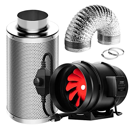 VIVOSUN Ventilation Kit 8 Inch 720 CFM Inline Fan with Speed Controller, 8 Inch Carbon Filter and 25 Feet of Ducting for Grow Tent