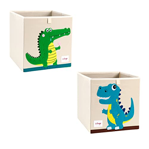 Foldable Animal Toy Storage Box for Kids, Tyrannosaurus & Alligator