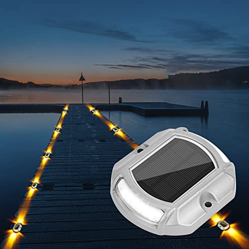 VOLISUN Solar Driveway Lights Dock Deck Lights 4-Pack,2 Colors IN 1,Wireless LED Solar Powered Waterproof Outdoor Warning Step Lights for Driveway Sidewalk Pathway (2 Colors Lighting,White/Warm White)