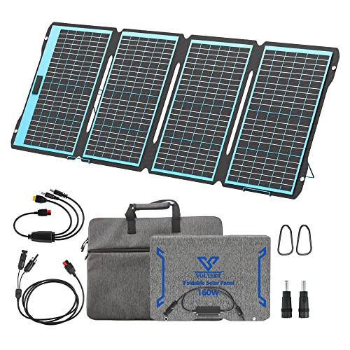 Voltset 160W Portable Solar Panels with Adjustable Kickstand and High Efficiency