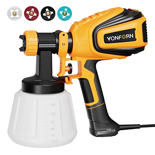 VONFORN 700W HVLP Paint Sprayer with 4 Nozzles and 3 Patterns, Easy to Clean