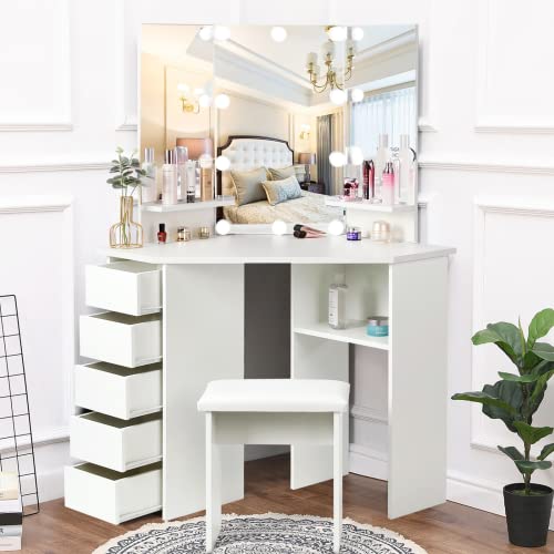 VOWNER Vanity Desk with Mirror and Lights