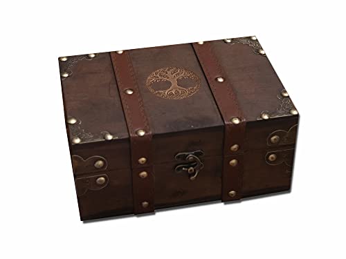 Yggdrasil Tree of Life Wood & Leather Chest Box