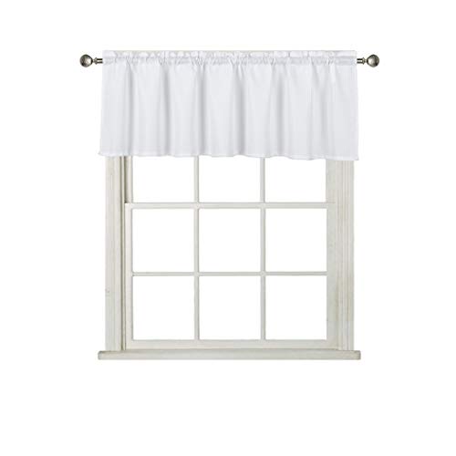 Waffle Curtain Valance Window Treatment - White