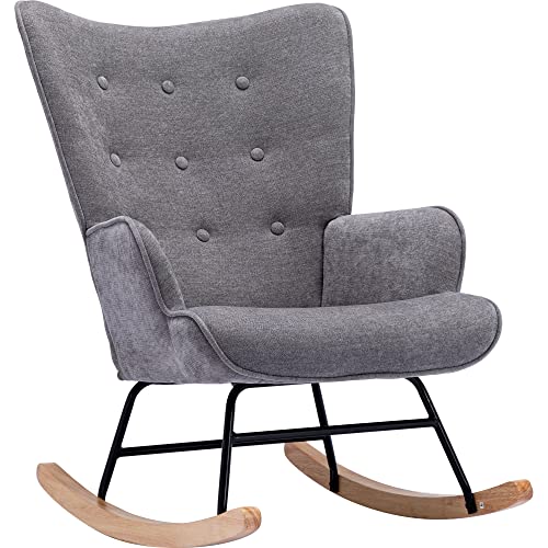 Wahson Wingback Accent Armchair with Wood Legs - Grey