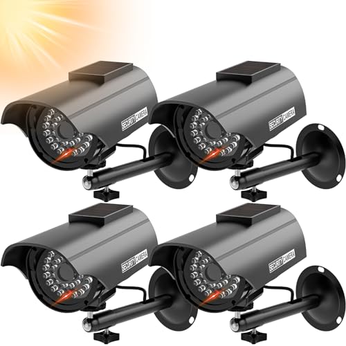 WALI Solar Powered Dummy Surveillance Security Camera - 4 Pack