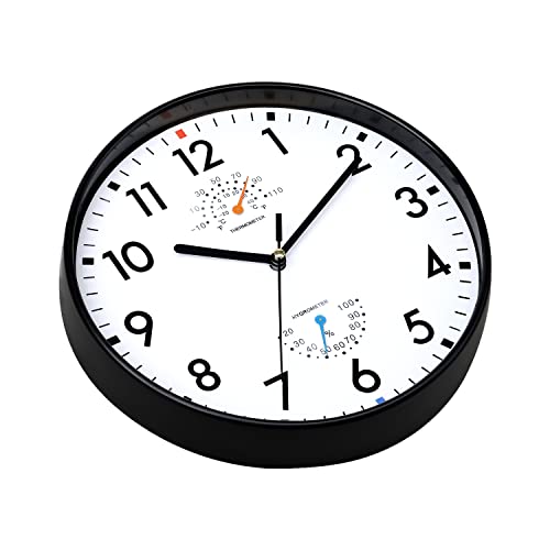 Wall Clock 9 Inch Silent Non-Ticking Battery Operated Modern Round Wall Clocks for Bedroom,Living,Office, Home, Bathroom, Kitchen, School,Room(Black)