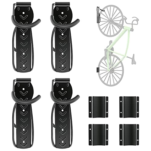 Wall Mount Bike Rack with Tire Tray and Vertical Hook - 4 Pack