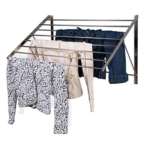 Wall Mount Clothes Drying Rack & Laundry Room Organizer
