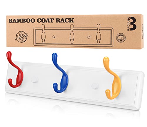 Badiano Kids Wall Mount Coat Rack with Double Hooks (Mix1, 3 Hooks)