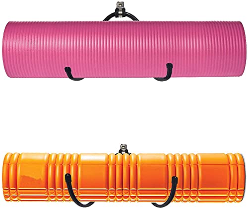 Wall Mount Yoga Mat Foam Roller and Towel Rack Hooks