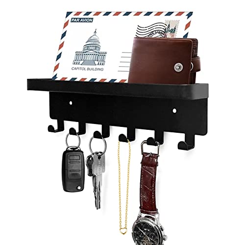 Wall Mounted Key Holder with Tray and 6 Hooks