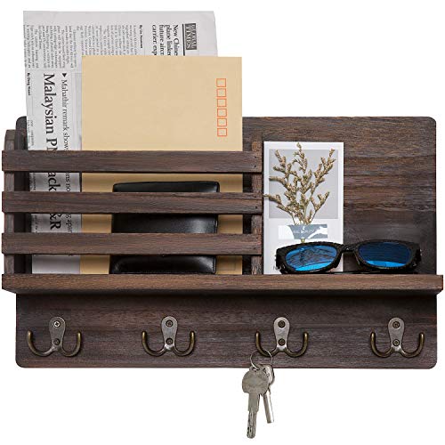 Wall Mounted Rustic Mail and Key Holder with Shelf