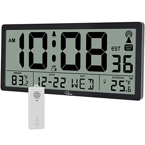 WallarGe Digital Wall Clock, Autoset Desk Clocks with Temperature