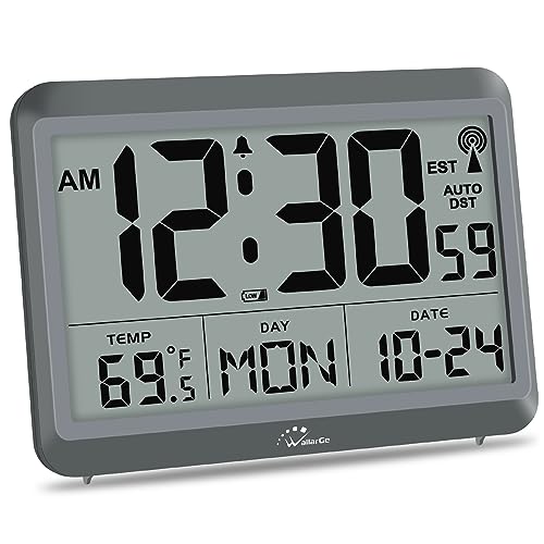 WallarGe Atomic Clock with Large Display and 4 Time Zones