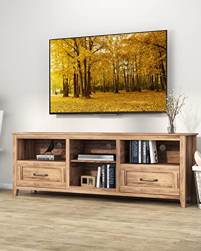 Walnut Brown TV Stand for 80 Inch TV