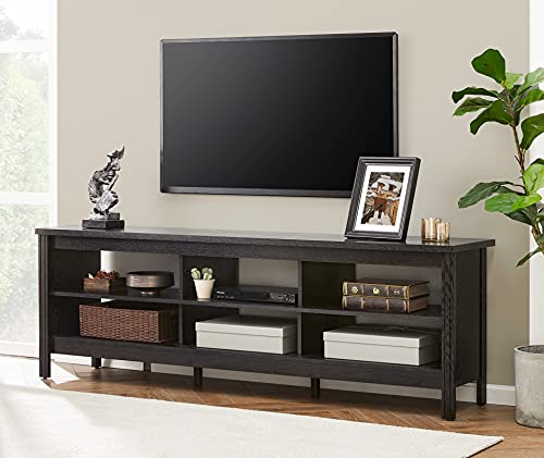WAMPAT Black TV Stand for TVs up to 75 Inch with 6 Storage Cubby