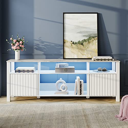 WAMPAT TV Stand for 75 Inch TV with Blue LED Light