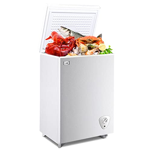 WANAI 3.5 Cu. Ft. Chest Freezer with Top Open Door and Removable Storage Basket