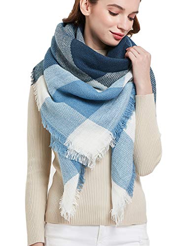 Wander Agio Women's Fashion Scarves Long Shawl Winter Thick Warm Knit Large  Scarf Big Plaid Black 9 at  Women's Clothing store