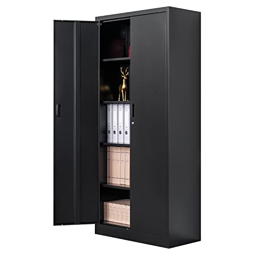 Wanfu 71" H Steel Storage Cabinet with Locking Doors and Adjustable Shelves