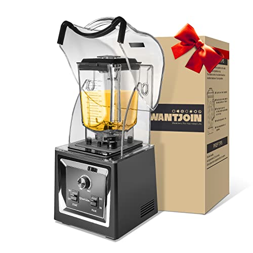 WantJoin Commercial Professional Blender With Shield Quiet Sound Enclosure  2200W Industries Strong and Quiet Professional-Grade Power, Self-Cleaning