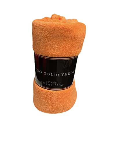 Warm Soft Throw Blanket Lightweight Fleece for Humans & Animals (Orange)